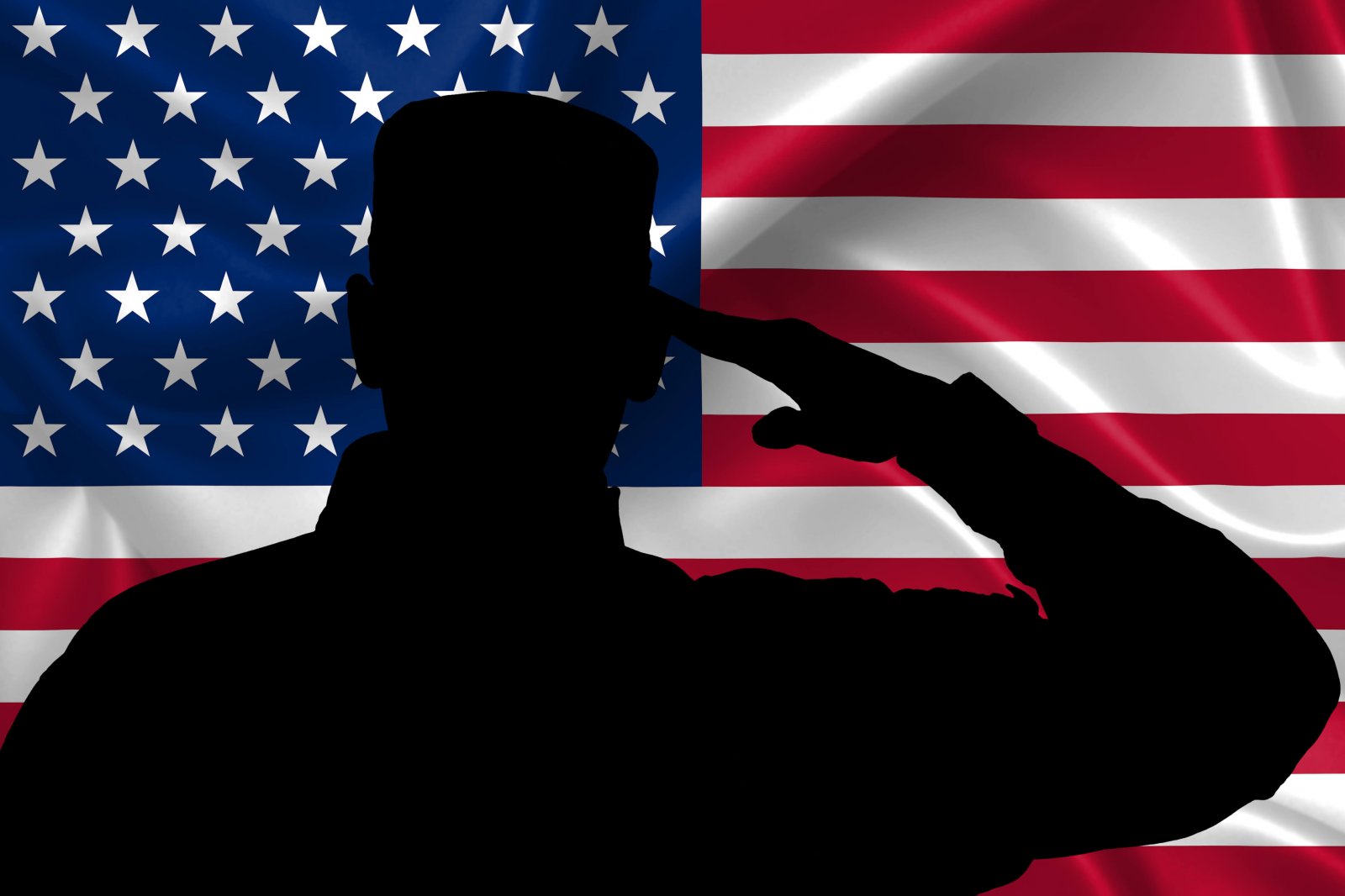 Silhouette Of American Usa Soldier Saluting To Usa Flag Afas An